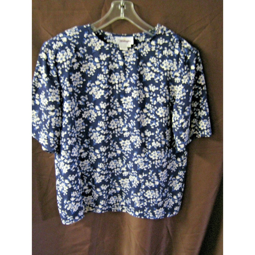 VTG Worthington Blouse Size 14 Shoulder Closure Floral Print Pullover Shell
